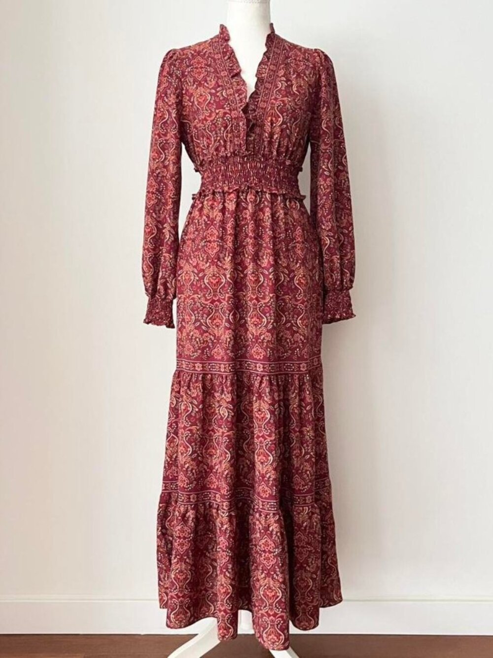 Max Studio Burgundy Paisley Maxi Dress